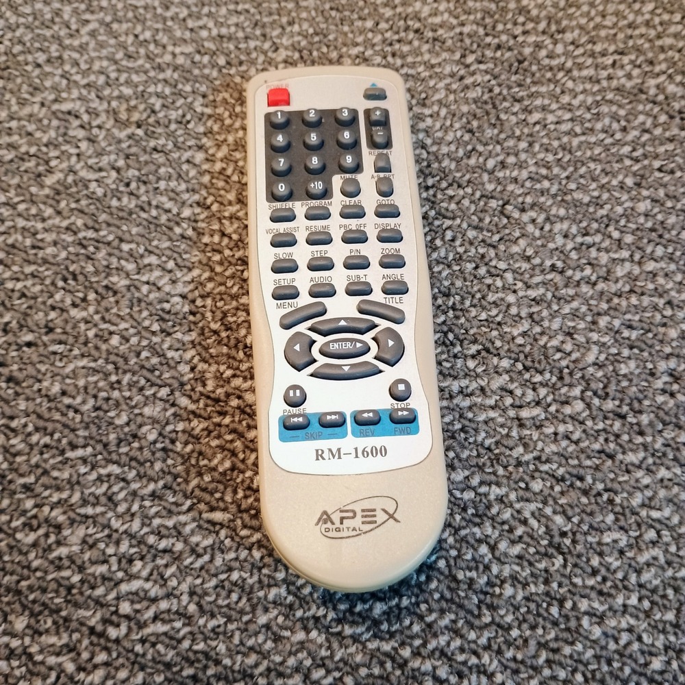 Apex Digital RM-1600 DVD Player Remote Control Gray OEM Replacement Controller